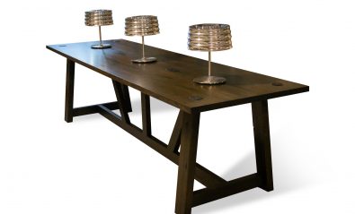 dark brown wood meeting room table